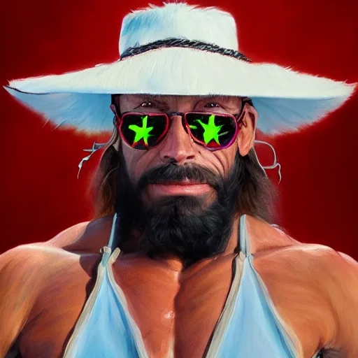 Prompt: randy savage portrait fantasy painting trending on artstation