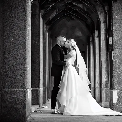 Image similar to realism black and white moody wedding photo minimalist