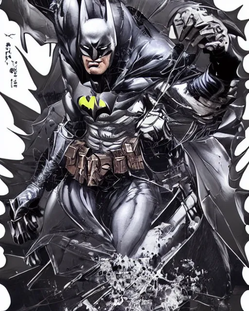 Image similar to Batman by Yoshitaka Amano 4k hyper detailed trending on artstation