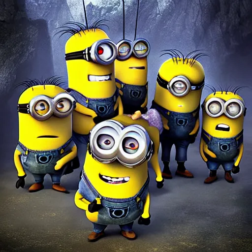 Image similar to The minions in The Vikings Digital art very detailed 4K quality Super Realistic