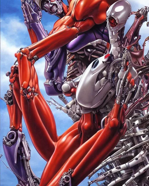 Image similar to evangelion by glenn fabry, biomechanical, 4 k, hyper detailed