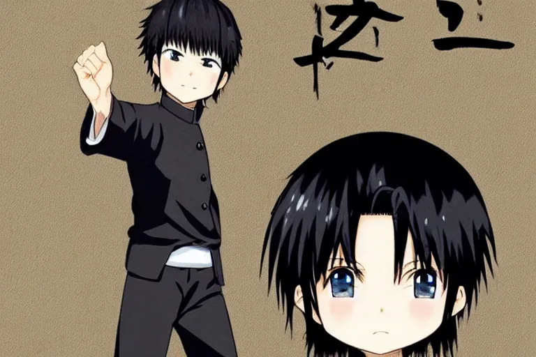 Image similar to hijikata toushirou, chibi, anime, short black hair