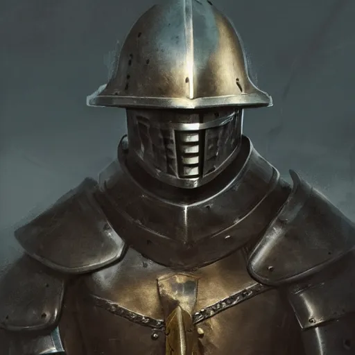 Prompt: Closeup of frustrated male medieval sergeant with a {short} beard and a steel open face helm wearing a black!!!! and yellow tabard over a steel breastplate and a black gambeson no no no no no helm, intricate, dramatic lighting, illustration by Greg Rutkowski, ArtStation, digital art, fantasy