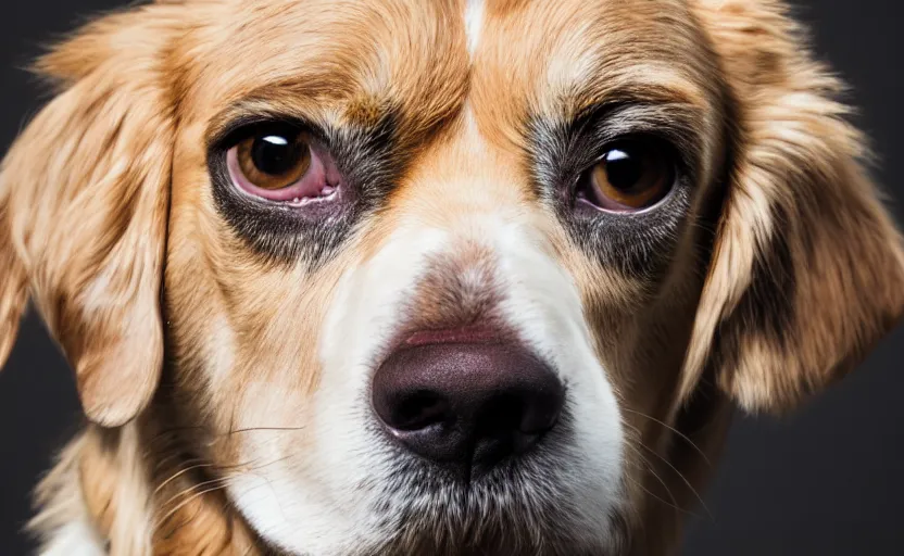 Prompt: studio photography of a dog, detailed face, 8 k