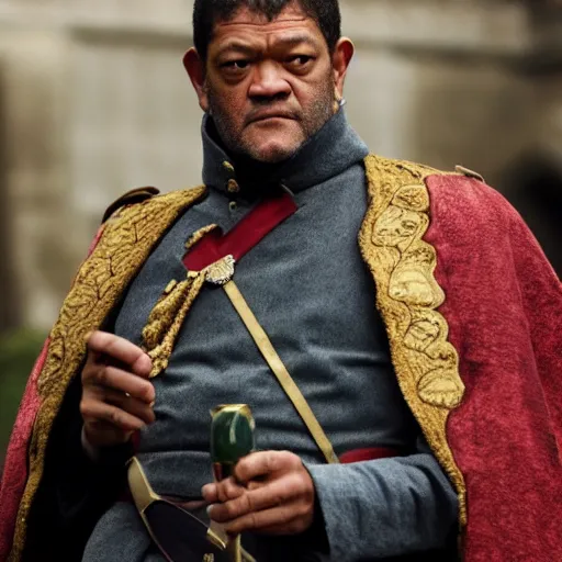 Prompt: Laurence Fishburne as the King of England, WLOP