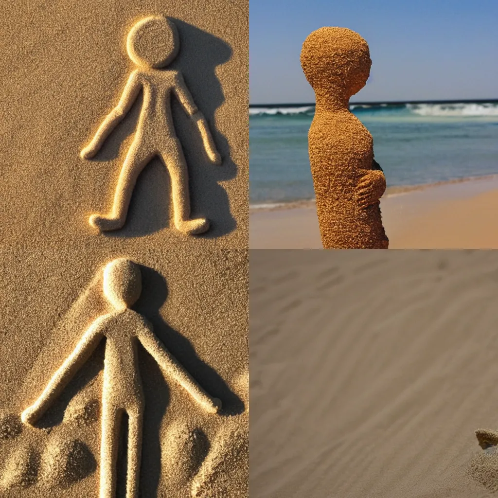 Prompt: a person made of sand