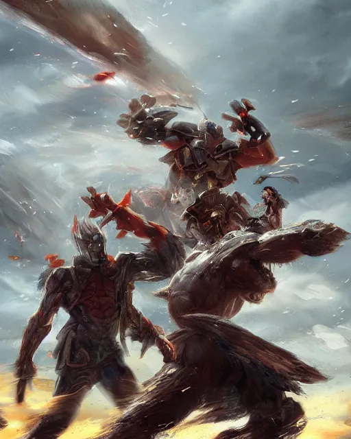 Image similar to a epic scene concept painting of sd ai and dall - e ai duking it out, digital art, sharp focus, illustration, extremely detailed masterpiece