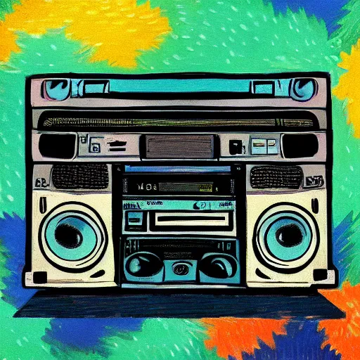 Image similar to a boom box by vincent van gogh, digital art, trending on artstation