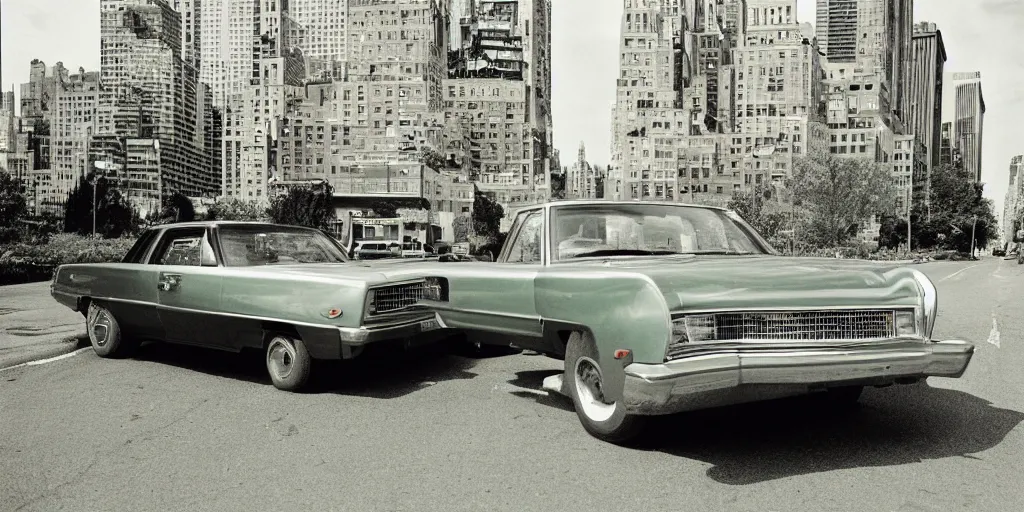 Image similar to new york city car, photography by william eggleston and stephen shore en 1 9 6 8