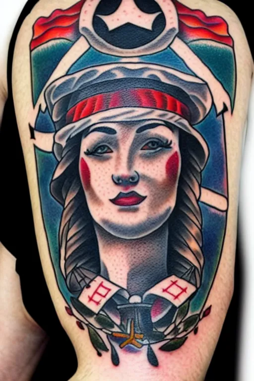 Image similar to American traditional tattoo of a sailor