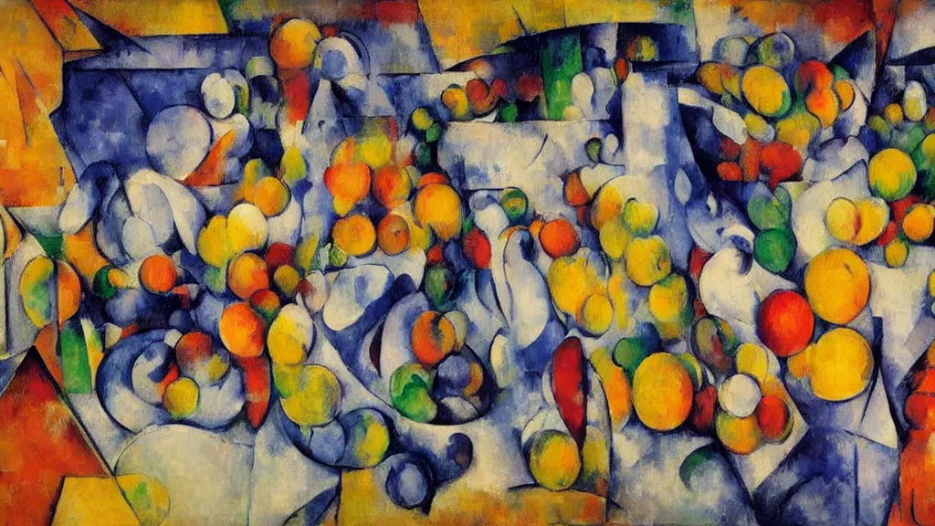 Prompt: abstract art painting, lines, forms, shapes, in style of paul cezanne, 4 k, high resolution details,