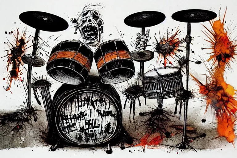 Image similar to drum set from hell by ralph steadman