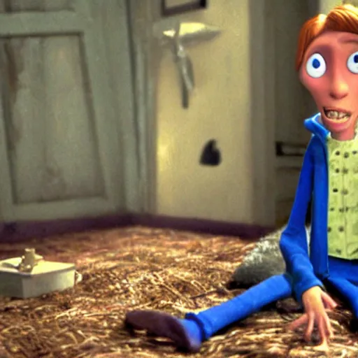 Image similar to A still of Jerma in the film Coraline, highly detailed, very detailed, extremely detailed, detailed, HD Quality, taken in the mid 2000s