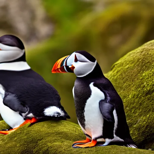 Image similar to puffin sitting next to penguin