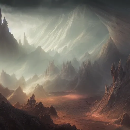 Image similar to ethereal landscape with plumes of faint smoke, concept art, hyper detailed, matte painting