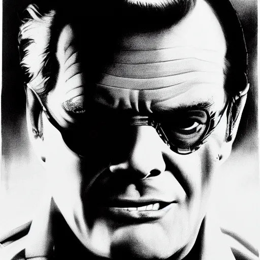 Image similar to Jack Nicholson is Terminator , film poster