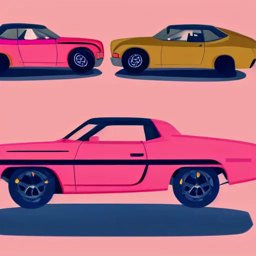 Prompt: Muscle car in kurzgesagt style