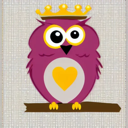 Prompt: owl princess with crown, style of emoji