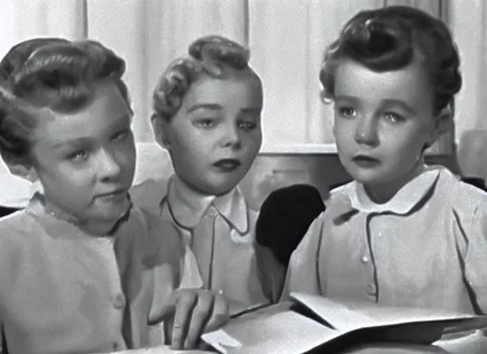 Prompt: a still from a 1950s educational film