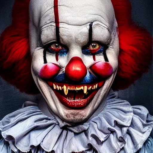 Image similar to The Evilest of Clowns , Hyperrealistic, Portrait photo,