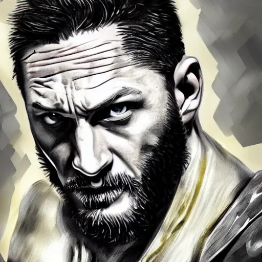 Image similar to Tom Hardy in wolverine suit Digital art 4K quality Photorealism