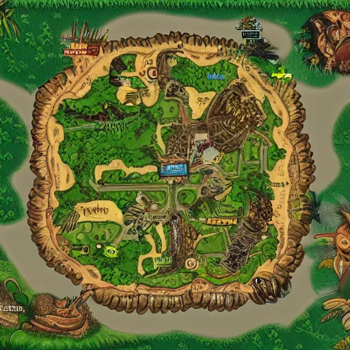 Prompt: top view map jungle biom game