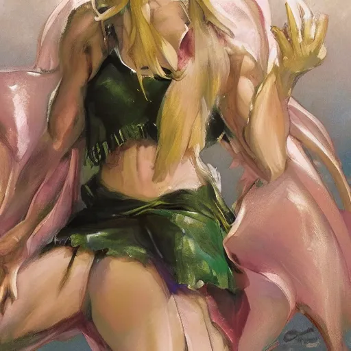 Image similar to muscular tatsumaki by daniel gerhartz, trending on art station