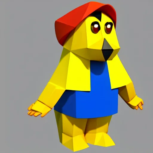 Image similar to poorly rendered low poly 3d model of a popular cartoon character