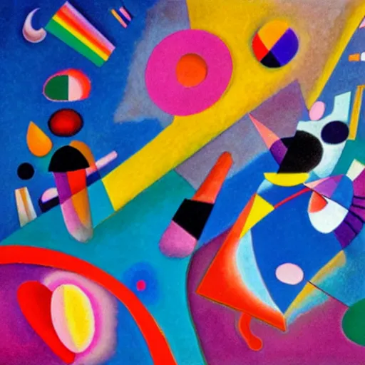 Prompt: a dreamlike art installation by wassily kandinsky