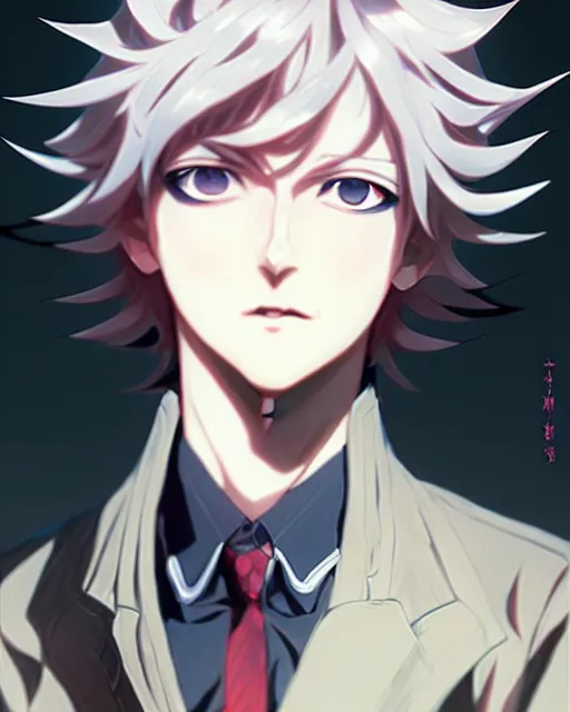 Image similar to extremely attractive feminine male anime character screenshot, nagito komaeda, anime, intricate, sharp focus, illustration, highly detailed, digital painting, cell shaded, concept art, matte, art by ilya kuvshinov and kyoto animation and wlop, ruan jia and greg rutkowski, studio quality, masterpiece