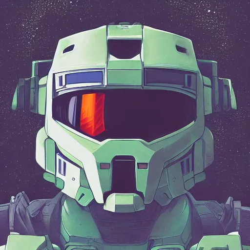 Image similar to portrait of stunning master chief gundam pilot, with an intricate, detailed, urban inspired hiphop afro futuristic helmet, vector behance hd jesper ejsing, rhads, makoto shinkai, lois van baarle, ilya kuvshinov, rossdraws, hd, 3 2 k, ilya kuvshinov, gustav klimt