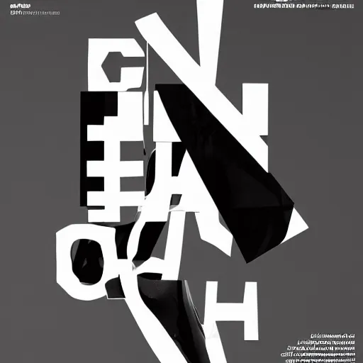 Image similar to black on white editorial typography cover for balenciaga in style of david rudnick, y 2 k