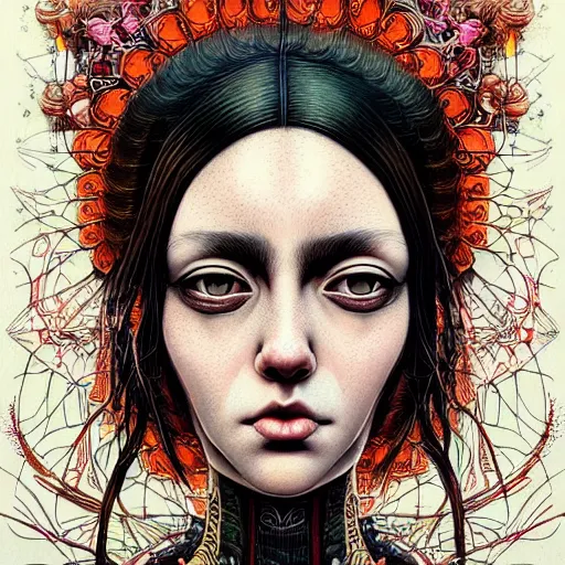 Prompt: beautiful portrait painted in jacek yerka and aykut aydogdu style drawn by sasha bom and takato yamamoto, inspired by cyberpunk, intricate acrylic gouache painting, high detail, sharp high detail, artstation, manga and anime