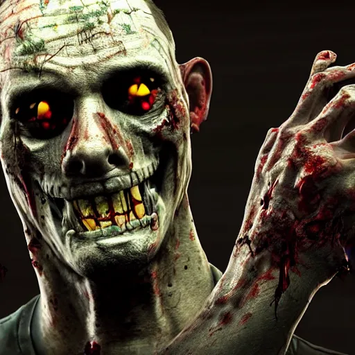 Image similar to highly detailed portrait of a boomer zombie from left 4 dead, style of stephen bliss, unreal engine, global illumination, detailed and intricate environment