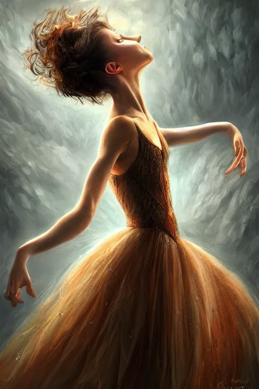 Image similar to prima ballerina, gorgeous, ethereal, intricate, elegant, volumetric lighting, nature scenery, digital painting, highly detailed, artstation, sharp focus, illustration, concept art, clive barker