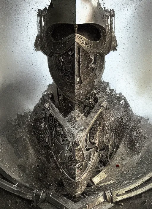 Image similar to portrait of king arthur knight cyborg, geomatric art, modern fine art, fractal, intricate, elegant, highly detailed, digital photography, subsurface scattering, by jheronimus bosch and frank miller and greg rutkowski,