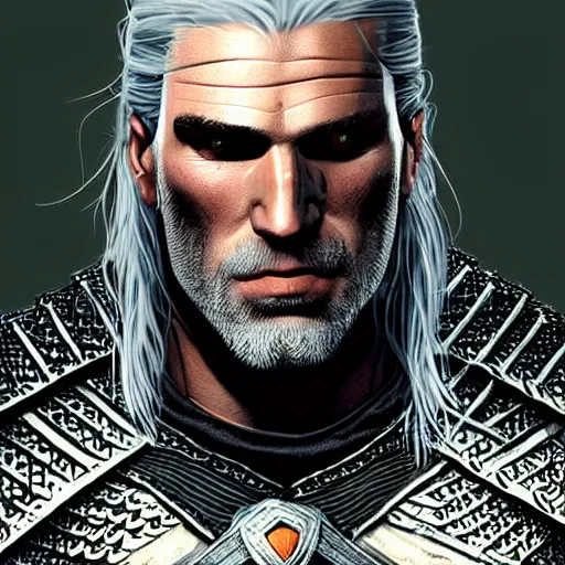 Image similar to geralt of rivia wearing legionnaire armor, digital art, high quality