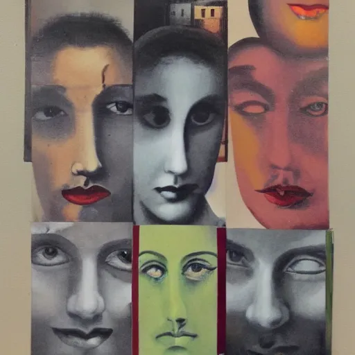 Image similar to A collage painting of multiple personalities in the style of Raoul Hausmann