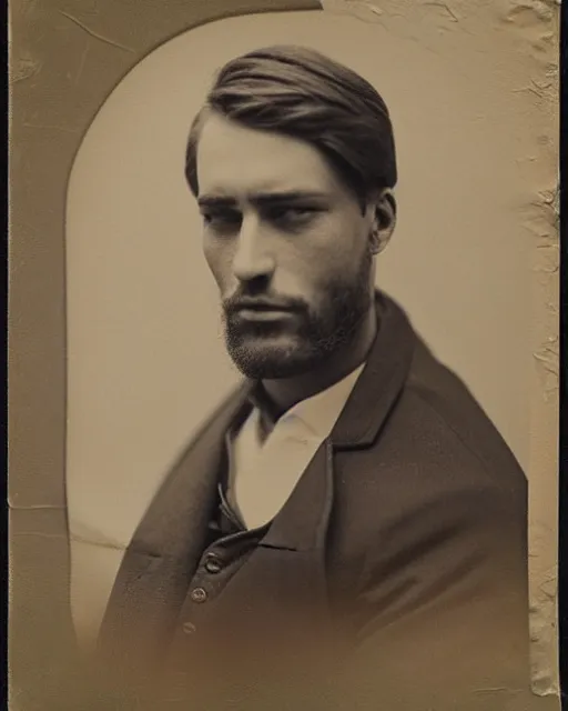 Image similar to tintype photo of dmitri karamazov, handsome spoiled young russian aristocratic man, by julia margaret cameron 1 8 8 0 s, realistic, body shot, sharp focus, 8 k high definition, insanely detailed, intricate, elegant