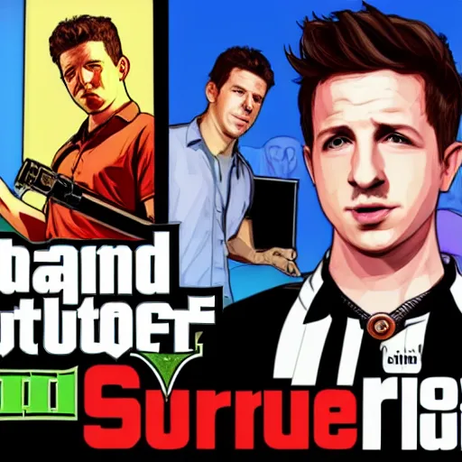 Prompt: Charlie Puth in the style of GTA v loading screen art, detailed