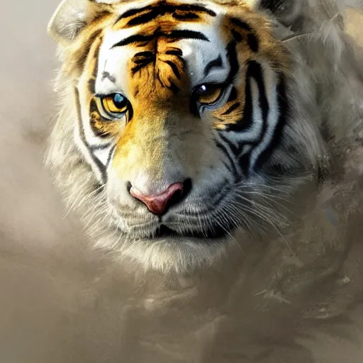 Image similar to a beautfiul award winning aesthetic commission of an antrho albino tiger wearing a yellow-black padded hooded puffer jacket,digital art,art by greg rutkowski,character design by charles bowater,ross tran,photorealistic,detailed face,hyperdetailed,western comic,2021,artstation,deviantart,detailed face