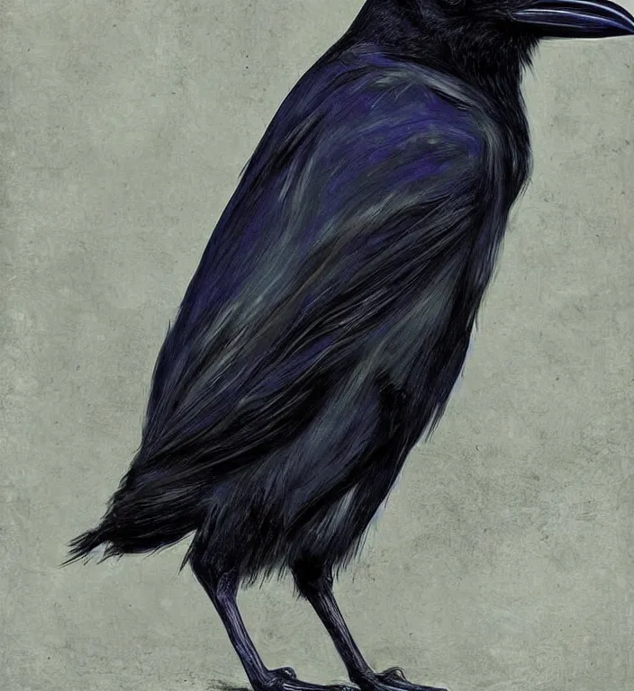 Image similar to raven bird, epic digital art, realistic, extreme detail, by edvard munch of artistic form coming into being as two elements are successfully fused.