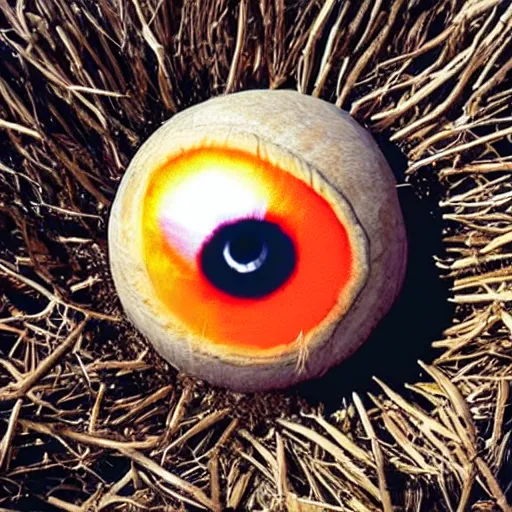 Image similar to model of a giant eyeball! in a farmers corn field