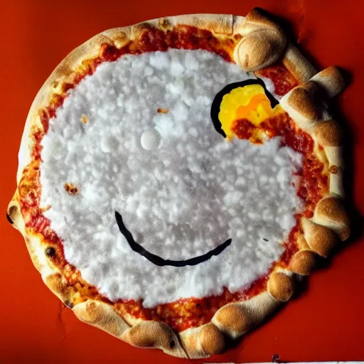 Image similar to the moon made of pizza