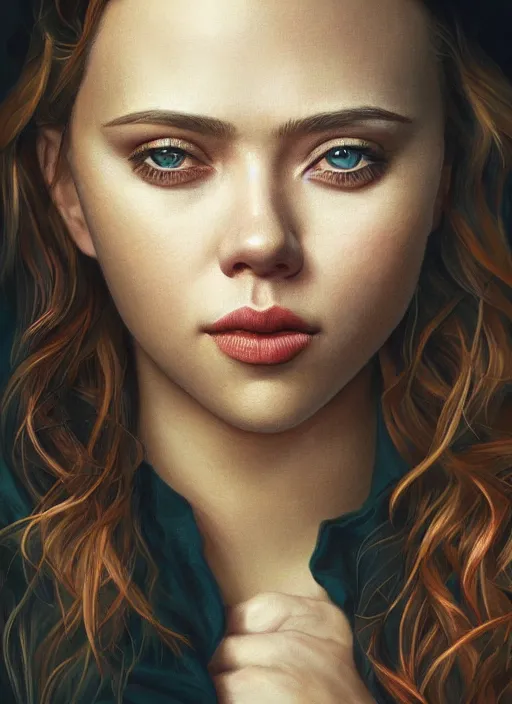 Prompt: a portrait of scarlett johannson, big eyes, plump lips, detailed faces, beautiful, rich deep colours masterpiece, golden hour, sharp focus, ultra detailed, by leesha hannigan, ross tran, thierry doizon, kai carpenter, ignacio fernandez rios