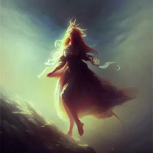 Prompt: ''cinematic shot'' anime demi - human creature with beutiful face and hair dressed like a princess made by ivan aivazovsky, peter mohrbacher, greg rutkowski volumetric light effect broad light oil painting painting fantasy art style sci - fi art style realism premium prints available artwork unreal engine