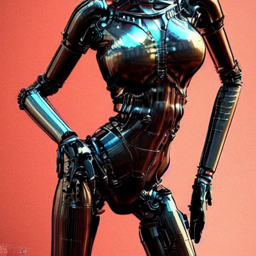 Image similar to a metallic woman with chrome skin!! very cybernetic and highly detailed, in the style of vitaly bulgarov, nanogirl!! nanogirl v 2!! zbrushcentral, pinterest, deviantart, artstation