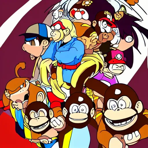 Image similar to donkey kong in anime style,