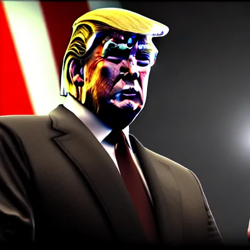 Image similar to donald trump in dark soulsd, ps 3 gameplay, highly detailed