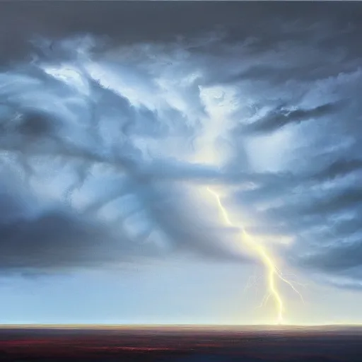 Image similar to a tornado shaped cloud, oil painting, award winning, dramatic lightning, UHD, 4k